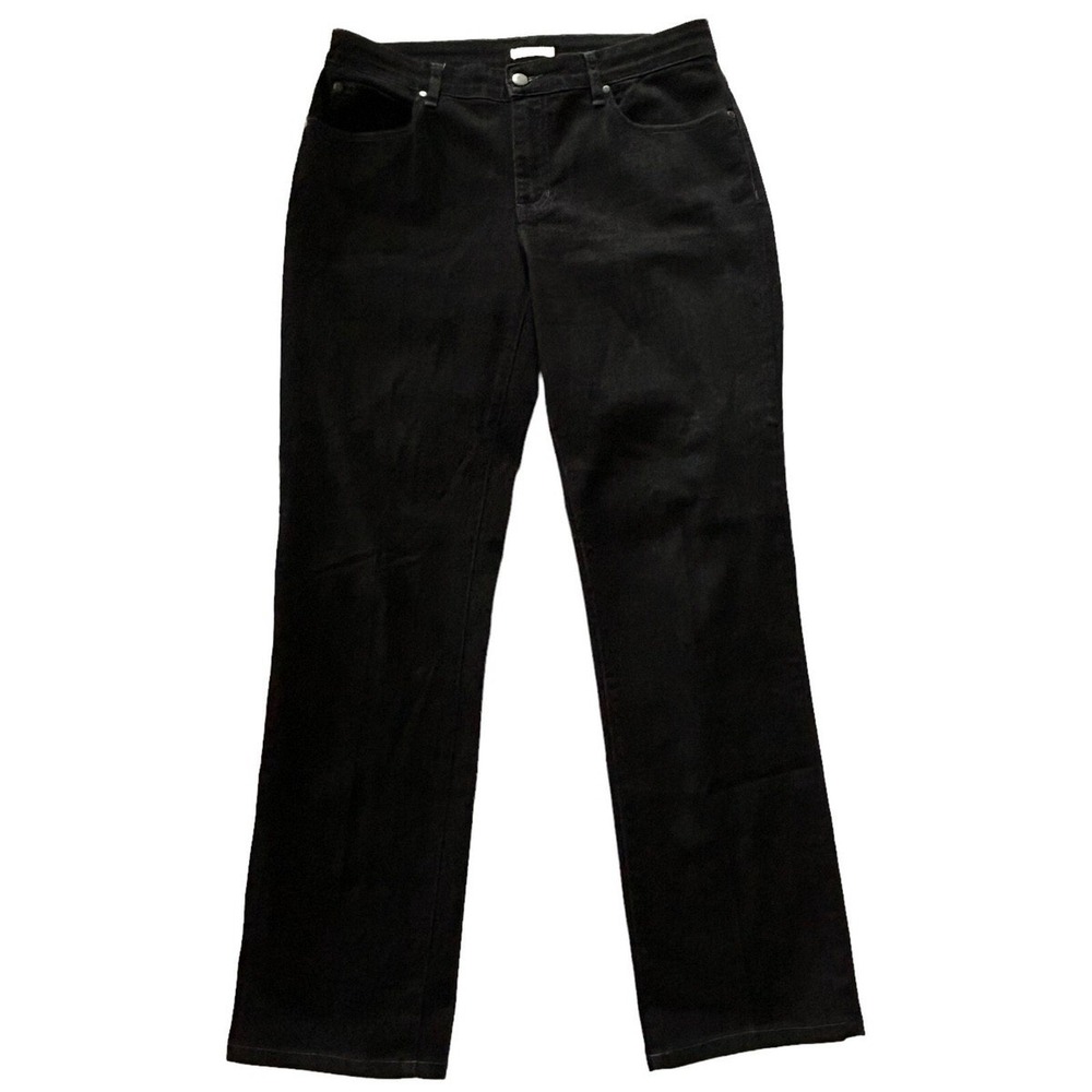 Eileen Fisher Black Straight Leg Jeans‎ Womens Size 8 Stretch Denim Pants